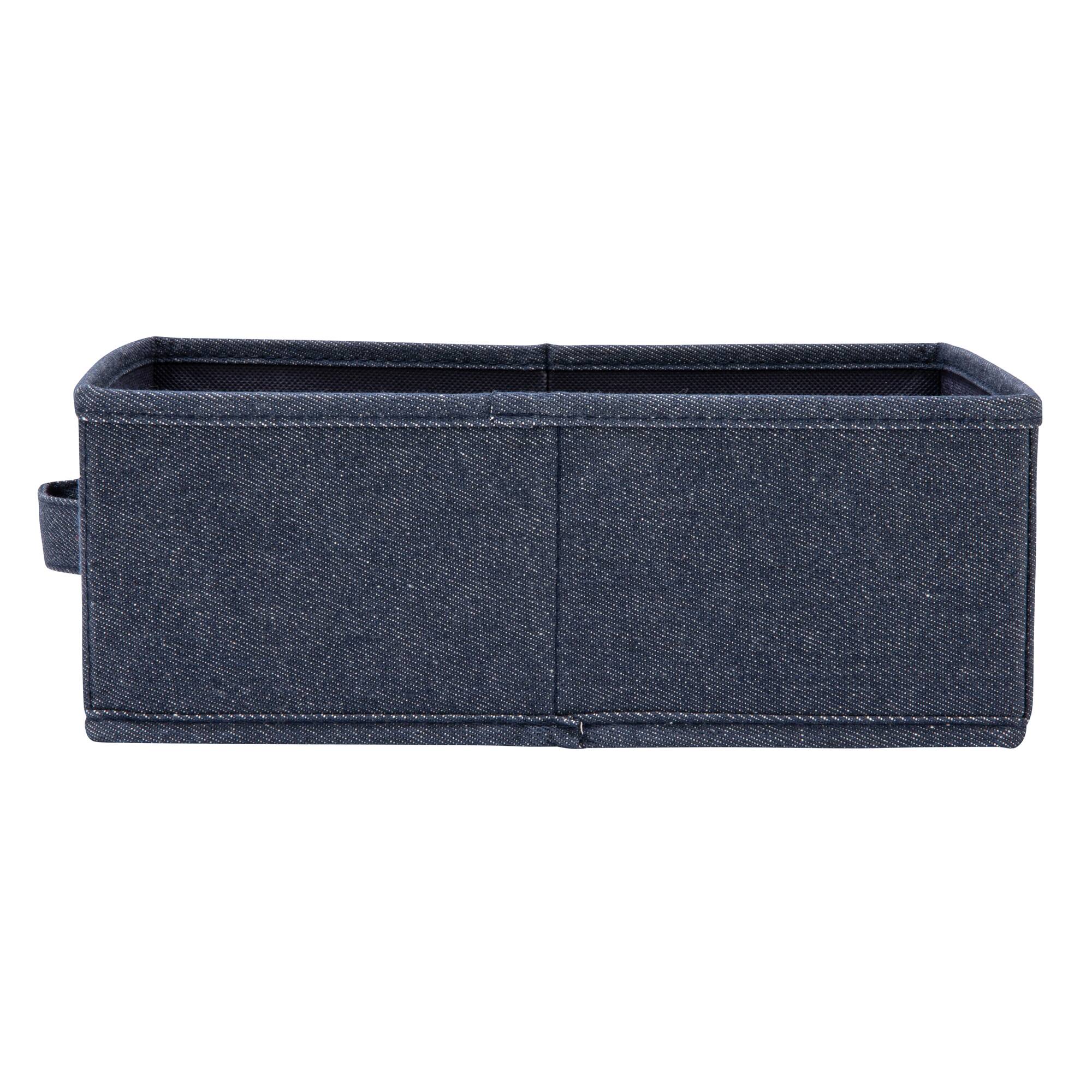 Household Essentials 11.5" Denim Blue Collapsible Cotton Blend Rectangular Storage Drawer, 2ct.